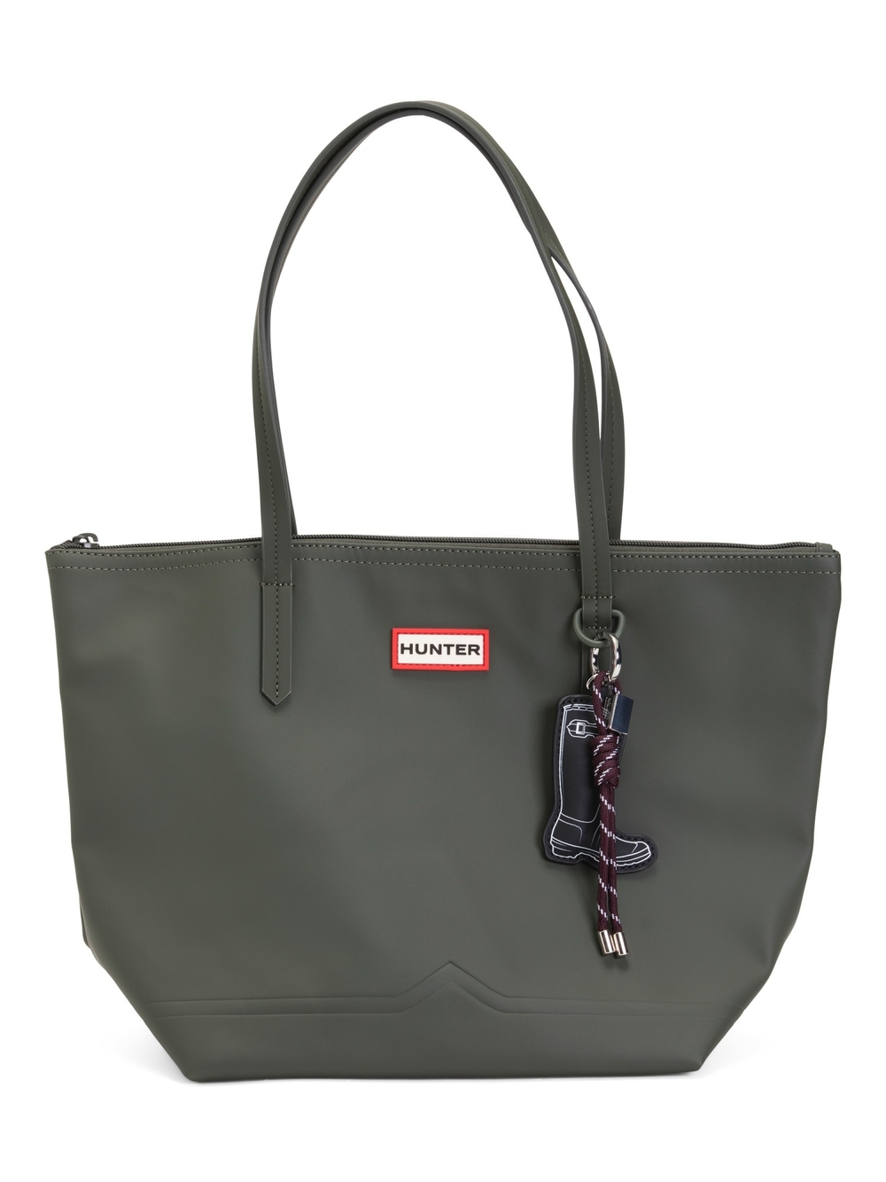 Hunter Olive Tote Bag with Boot Charm Accent